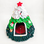 Load image into Gallery viewer, Christmas Tree-Shaped Felt Bunny Hideout with Mat – Spacious, Stable & Festive