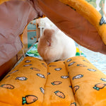 Load image into Gallery viewer, Plush Sherpa-Style Rabbit Hideout Tunnel with Arched Canopy – Cozy, Enclosed & Multi-Use