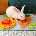 Load image into Gallery viewer, Fleece Rabbit Snuffle Mat with Hay Pocket – Slow Feeding, Enrichment & Non-Slip Design