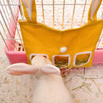 Load image into Gallery viewer, Hanging Rabbit Hay Bag Feeder with Bunny Design – Durable Double-Layer Polyester, Large Openings, Cute & Eye-Catching